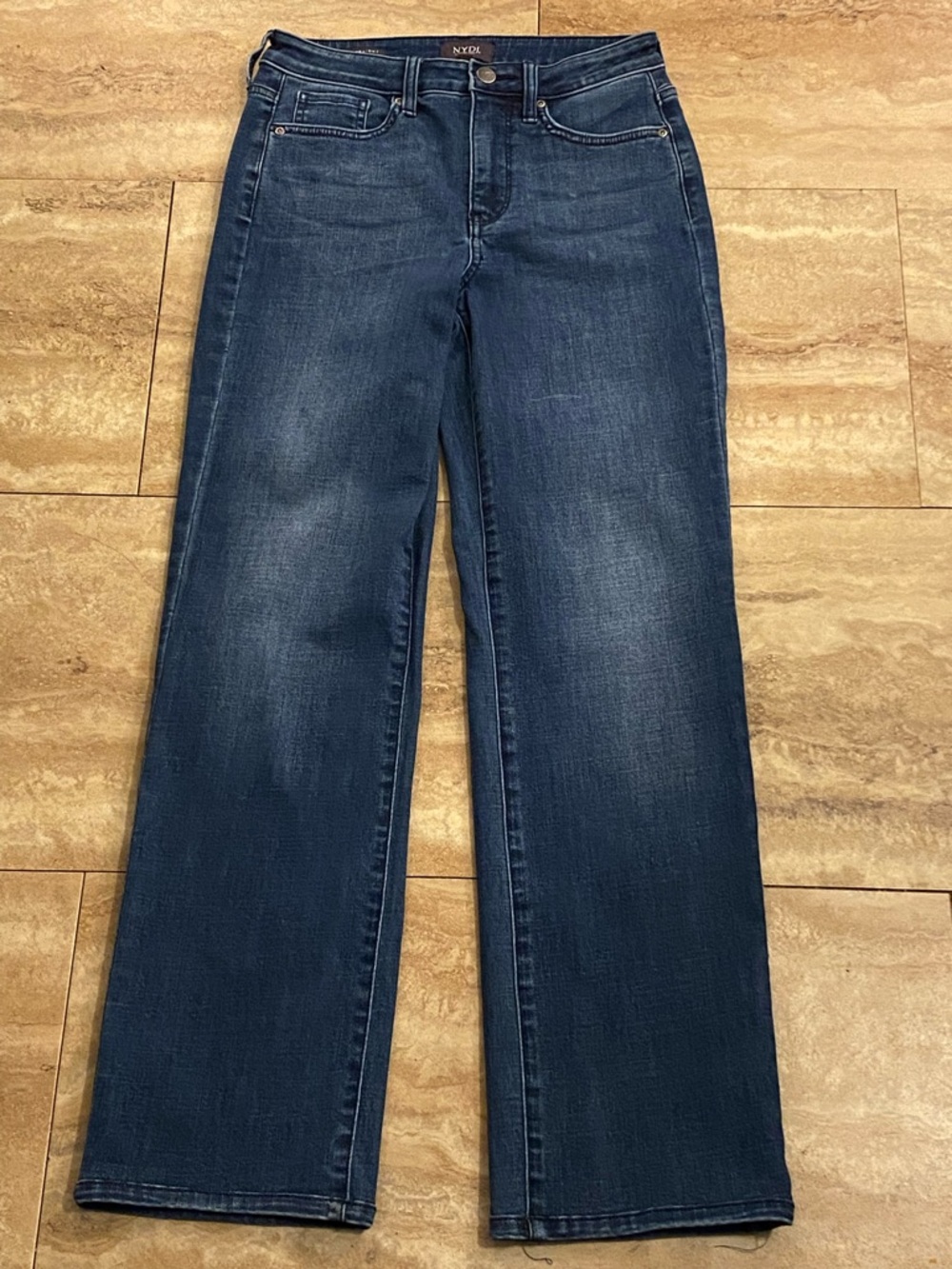 NYDJ Women’s Blue Relaxed Straight-Leg Jeans Size 0 (28x28) Lift Tuck